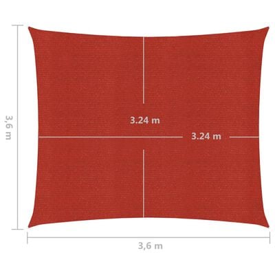 vidaXL Sonnensegel 160 g/m² Rot 3,6x3,6 m HDPE