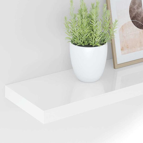 vidaXL Schweberegal Hochglanz-Wei&szlig; 80x23,5x3,8 cm MDF