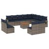 vidaXL 13-teiliges Gartensofa-Set mit Kissen, grau, Polyrattan