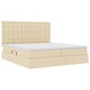 vidaXL Bett mit LED-Lichtleisten mit Kopfteil Creme 180 x 200 cm Stoff