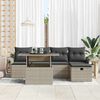 vidaXL Garten-Sofa-Set mit Kissen 6 pcs Hellgrau Poly Rattan