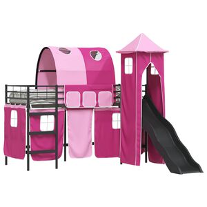 vidaXL Kinderloftbett Schwarz und Pink 90 x 190 cm Metall