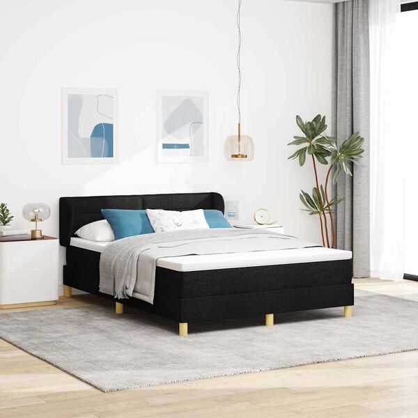 vidaXL Boxspringbett mit Matratze Schwarz 140 x 200 cm Stoff