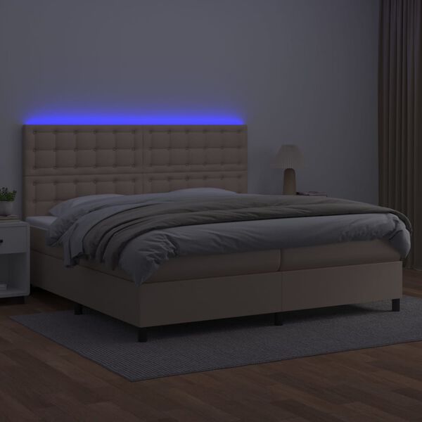 vidaXL Boxspringbett mit Matratze & LED Cappuccino-Braun 200x200cm
