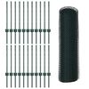 vidaXL Zaun mit Pfosten Gr&uuml;n 0,5 x 50 m Stahl und PVC