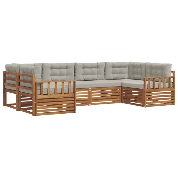 vidaXL Outdoor-Sofagarnitur mit Kissen 6 pcs Nat&uuml;rlich und Hellgrau