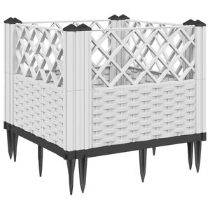 vidaXL Pflanzkasten mit Erdspie&szlig;en Wei&szlig; 43,5x43,5x43,5 cm PP