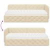 vidaXL Eckbettgestell mit Matratze Creme 90 x 200 cm Stoff