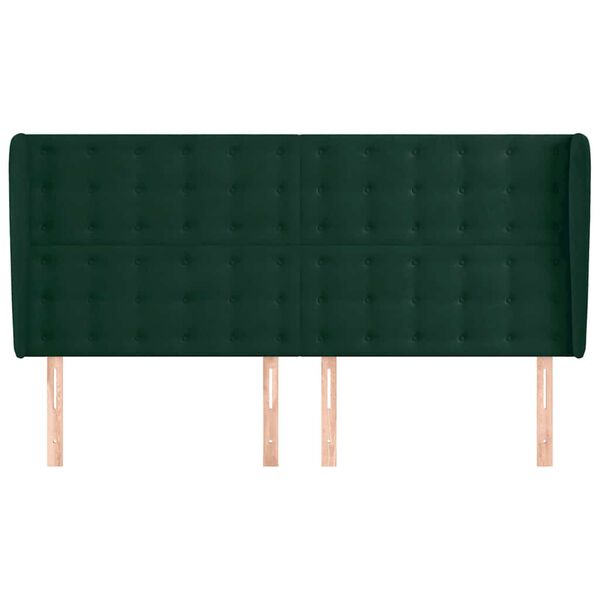 vidaXL Kopfteil mit Ohren Dunkelgr&uuml;n 183x23x118/128 cm Samt