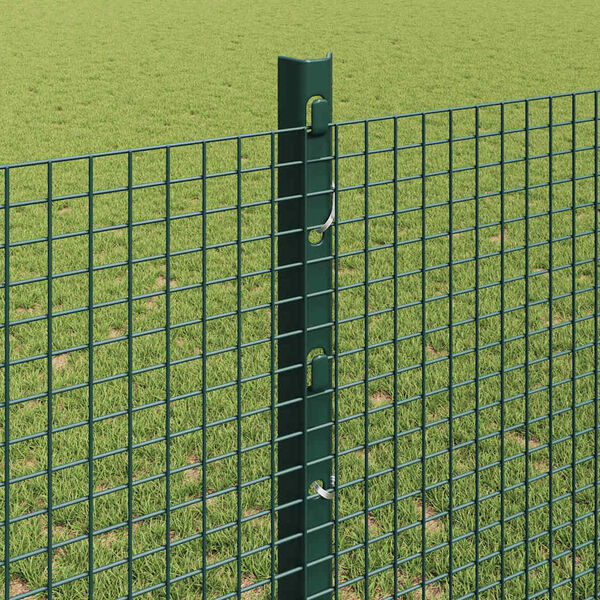 vidaXL Zaun mit Pfosten Gr&uuml;n 1,2 x 50 m Stahl und PVC