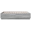 vidaXL Bettgestell mit LED Grau Sonoma 135x190 cm Holzwerkstoff