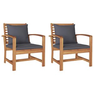vidaXL Stuhl mit Kissen 2 pcs Braun und Dunkelgrau 65 x 60 x 76,5 cm