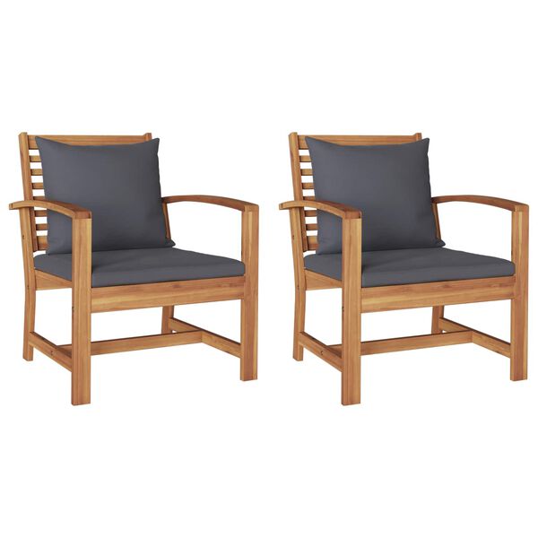 vidaXL Stuhl mit Kissen 2 pcs Braun und Dunkelgrau 65 x 60 x 76,5 cm