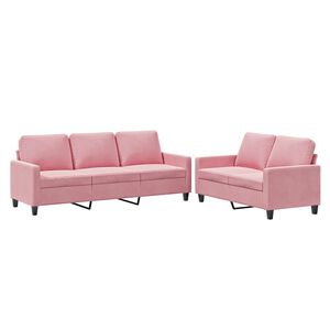 vidaXL 2-tlg. Sofagarnitur mit Kissen Rosa Samt