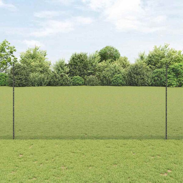 vidaXL Zaun mit Pfosten Grau 1,5 x 25 m Stahl