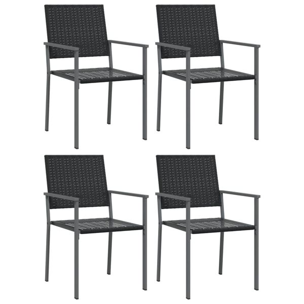 vidaXL Gartenst&uuml;hle 4 Stk. Schwarz 54x62,5x89 cm Poly Rattan