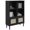 vidaXL Bücherschrank SENJA Rattan-Look Schwarz 90x35x130cm Kiefernholz