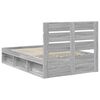 vidaXL Bettrahmen Graues Sonoma 120 x 190 cm Massives Kiefernholz