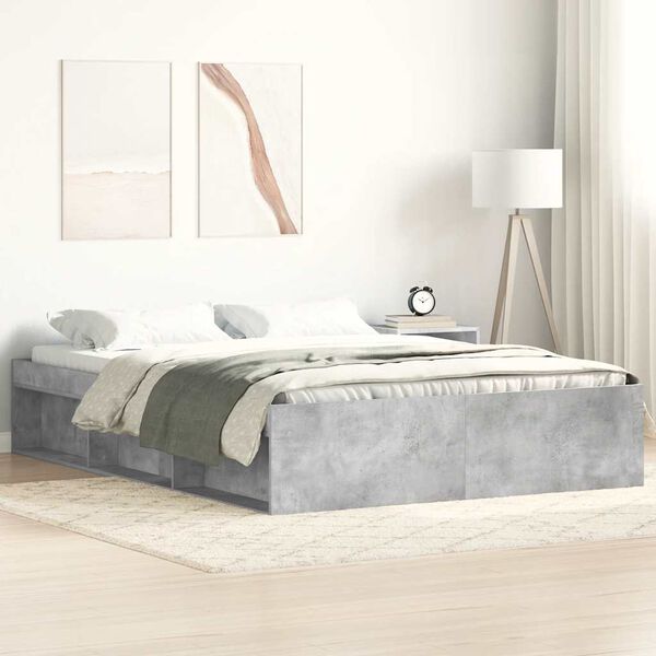 vidaXL Bettgestell Betongrau 120x200 cm