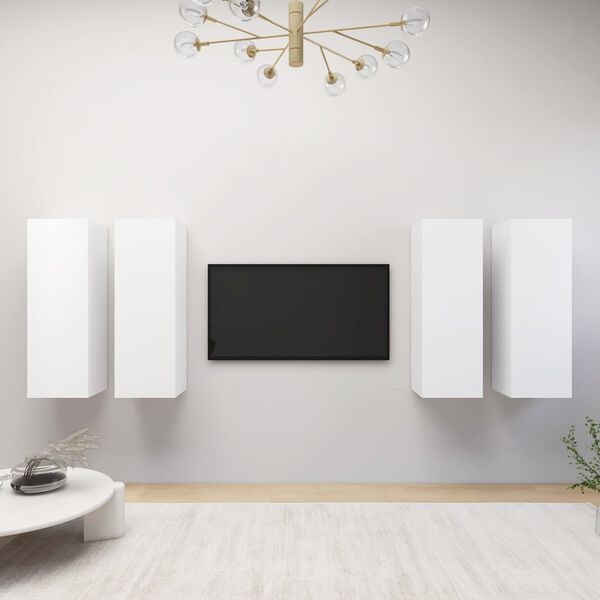 vidaXL TV-Schr&auml;nke 4 Stk. Wei&szlig; 30,5x30x90 cm Holzwerkstoff