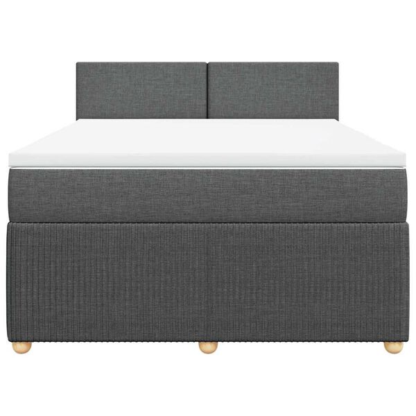 vidaXL Boxspringbett mit Matratze Dunkelgrau 140x200 cm Stoff