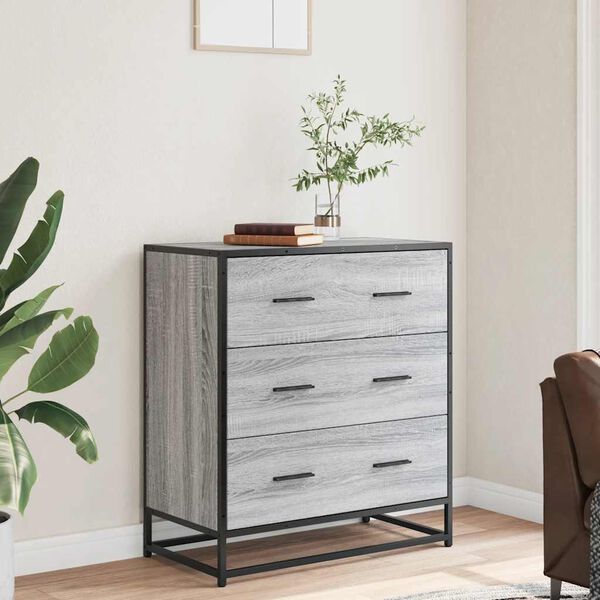 vidaXL Sideboard Grau Sonoma 68x35x76 cm Holzwerkstoff und Metall