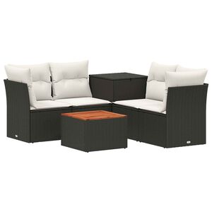 vidaXL Sofa Set 6 stk. Schwarz und Cremewei&szlig; Polyrattan und Stahl