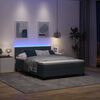 vidaXL LED Boxspringbett mit Matratze Dunkelgrau 140 x 190 cm Samt