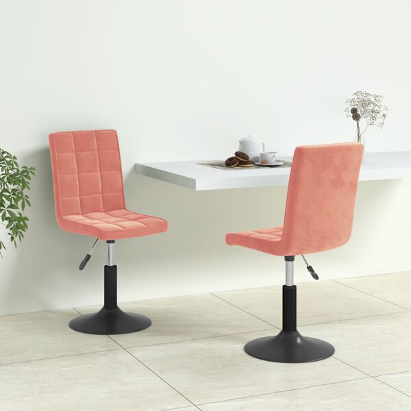 vidaXL Esszimmerst&uuml;hle 2 Stk. Drehbar Rosa Samt