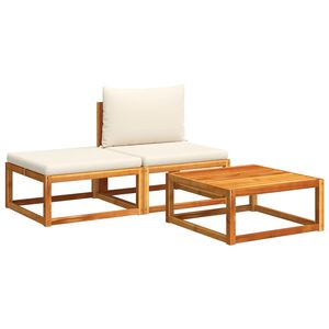 vidaXL 3-tlg. Gartensofa-Set mit Kissen Holz Akazie & Rattan