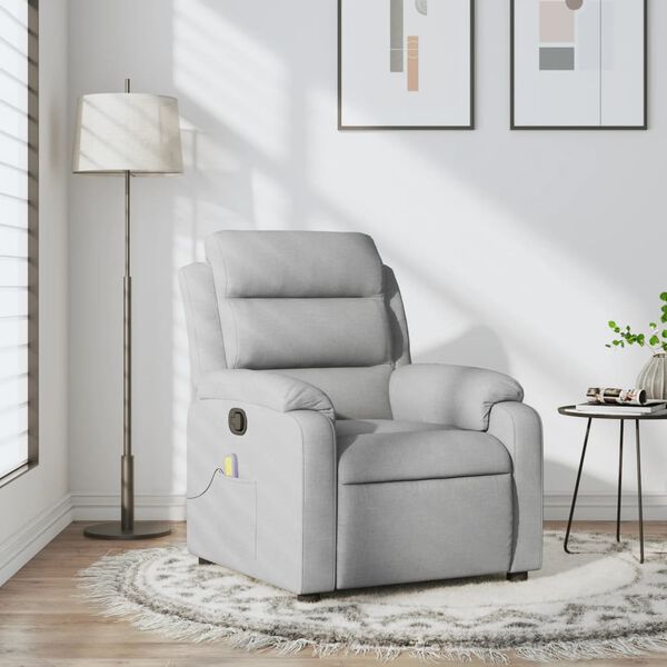 vidaXL Massage-Relaxsessel, hellgrauer Stoff