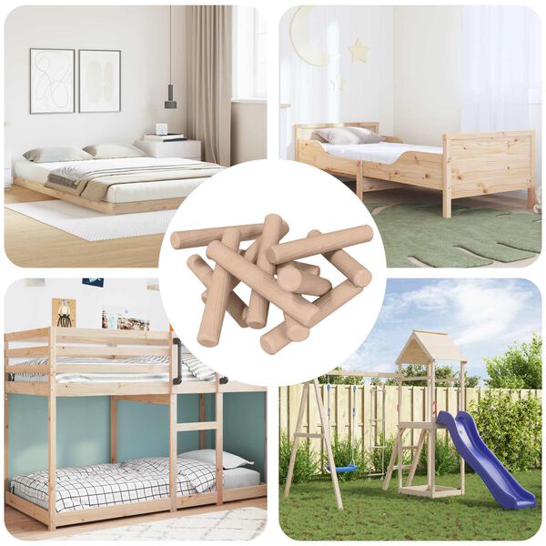 vidaXL Holzd&uuml;bel 12 pcs Braun &Oslash;6 x 40 mm Massivholz