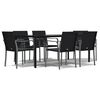 vidaXL 7-tlg. Garten-Essgruppe mit Kissen Poly Rattan und Stahl