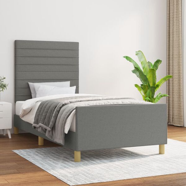 vidaXL Bettgestell ohne Matratze Dunkelgrau 90x190 cm Stoff