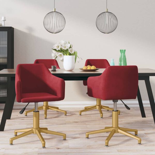 vidaXL Esszimmerst&uuml;hle 4 Stk. Drehbar Weinrot Samt