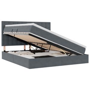 vidaXL LED-Speicherbett mit Matratze Dunkelgrau 180 x 200 cm Samt