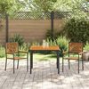 vidaXL Garten Essgruppe 3 pcs Schwarz und Holz 90 x 90 x 75 cm