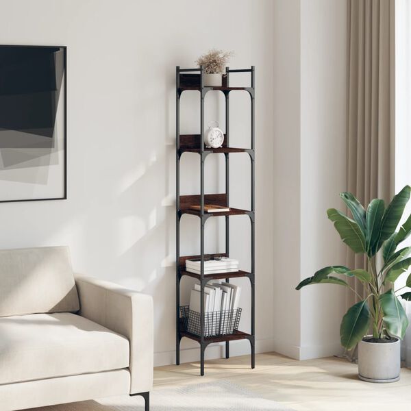 vidaXL B&uuml;cherregal 5 B&ouml;den Braun Eichen-Optik 35x30x174 cm