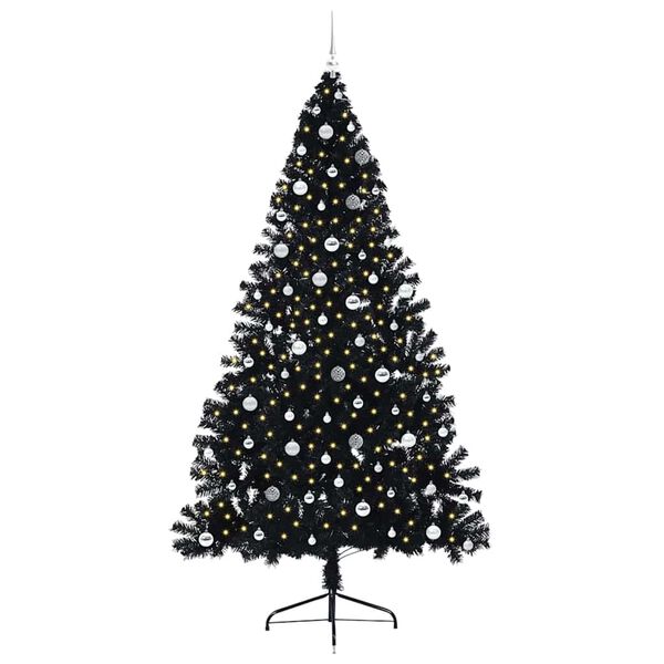 vidaXL K&uuml;nstlicher vorbeleuchteter Weihnachtsbaum Schwarz 240 cm PVC