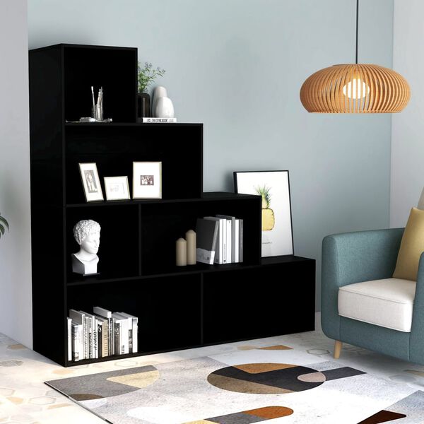 vidaXL B&uuml;cherregal/Raumteiler Schwarz 155x24x160 cm Holzwerkstoff