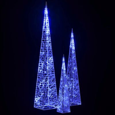 vidaXL LED-Leuchtkegel-Set Acryl Deko Blau 30/45/60 cm