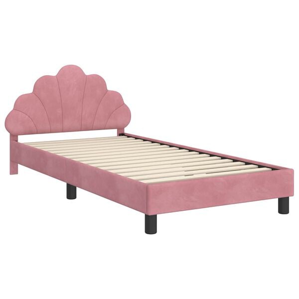 vidaXL Kinderbettgestell mit Kopfteil Rosa 80 x 200 cm Samt