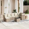 vidaXL 7-tlg. Garten-Sofagarnitur mit Kissen Beige Poly Rattan