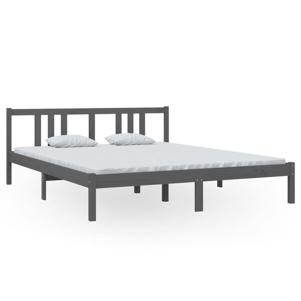 vidaXL Massivholzbett Grau 160x200 cm