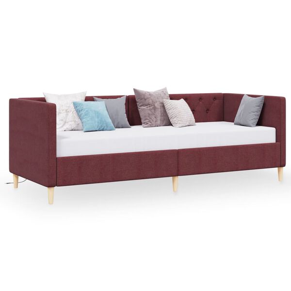 vidaXL Tagesbett mit Matratze USB Lila Stoff 90x200 cm
