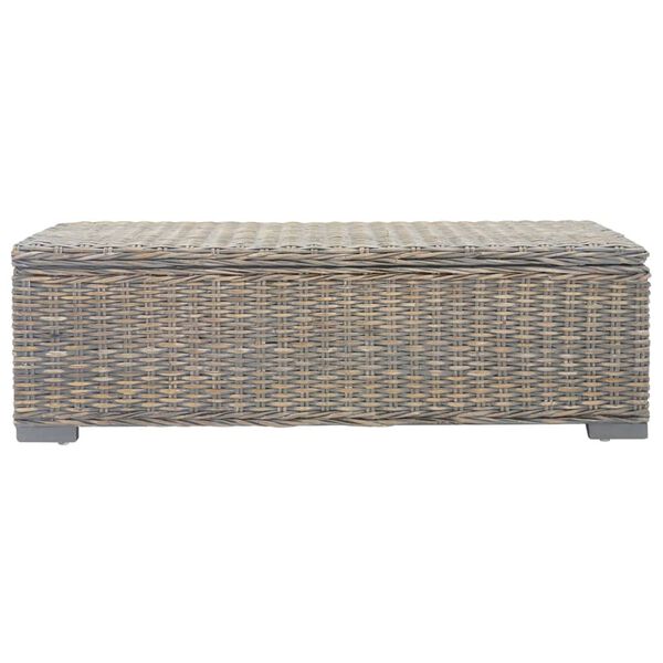 vidaXL Truhe Grau 110 cm Natur Kubu Rattan & Massivholz Mahagoni