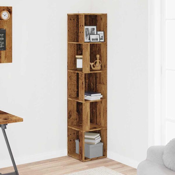 vidaXL Eckregal Altholz-Optik 33x33x165 cm Holzwerkstoff