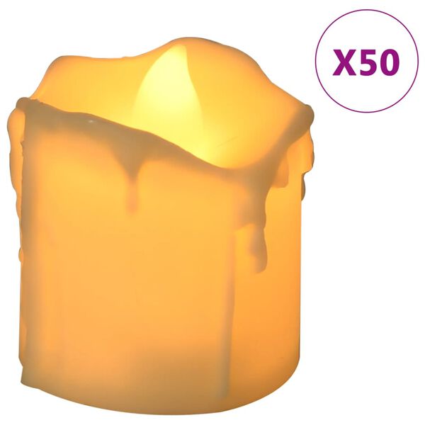 vidaXL LED-Teelichter 50 Stk. Flammenlos Elektrisch Warmwei&szlig;