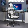 vidaXL Gaming-Stuhl mit Fu&szlig;st&uuml;tze Wei&szlig; und Schwarz Kunstleder