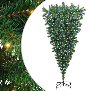 vidaXL Umgedrehter Kunst Weihnachtsbaum mit Kugelset Gr&uuml;n 210 cm PVC